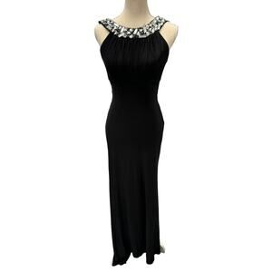 Vintage,RARE,"Dressed BY‎ DEB" Elegant Long Blk Dress, Bling Collar,Adams Family